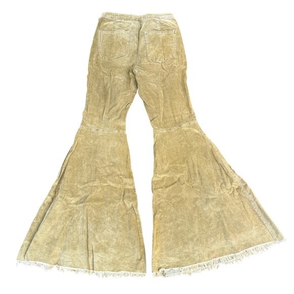 Free People Just Float on Mustard Corduroy Flare Pants 28 Raw Hem 70s Retro - Picture 3 of 9